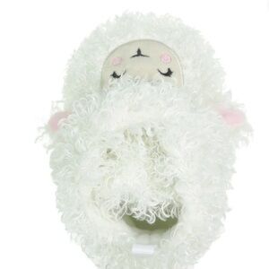 White Fuzzy Lamb Slipper with Pink Ear Details NWT Size 4 Kids